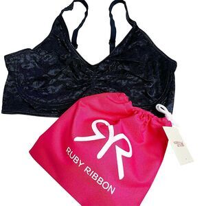 Ruby Ribbon Allure Sheer Demiette Bra Black Nwt Size 34